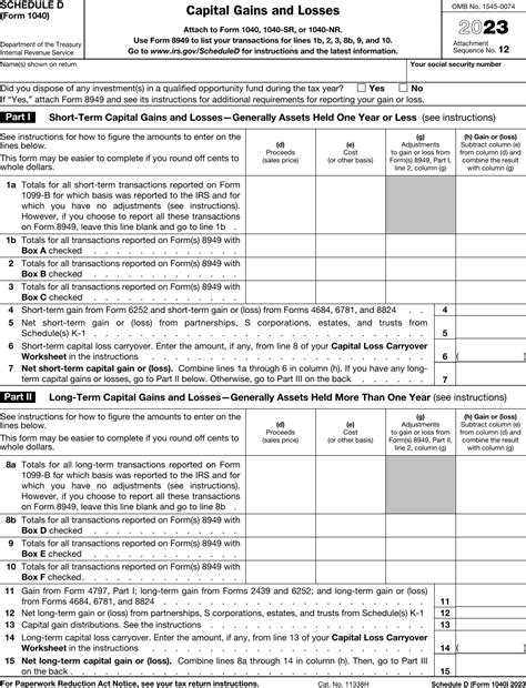 Résultat d’images pour IRS Schedule D/2023