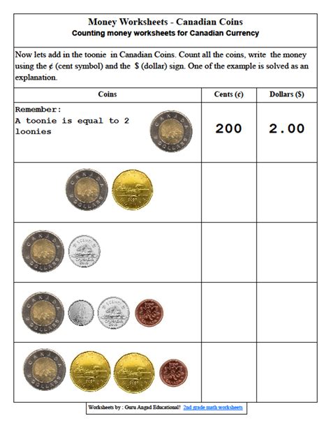 Image result for 3rd Grade Math Worksheets Counting Money
