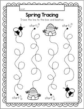 Toradh íomhá ar Spring Line Tracing Worksheets