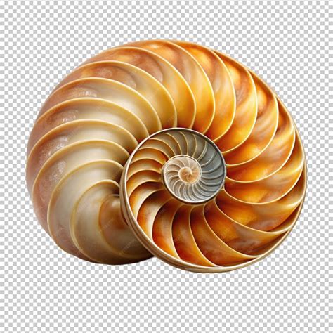 Toradh íomhá ar Nautilus Shell Drawing with Transparent Background