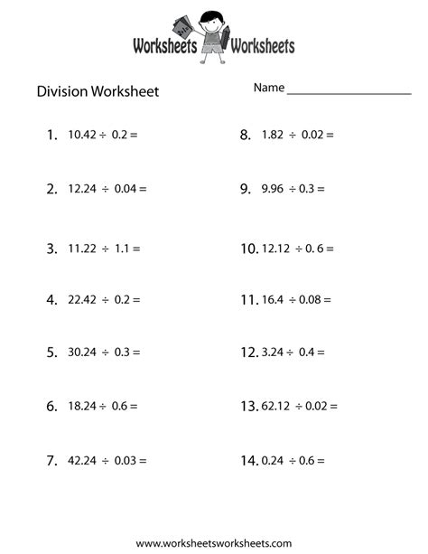 Divide Decimals Common Core Math Worksheets に対する画像結果
