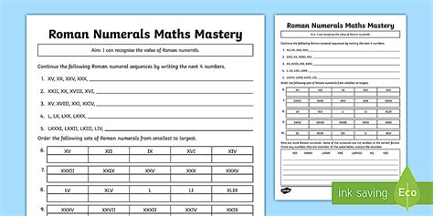 Class 4 Maths Roman Numerals Worksheet に対する画像結果