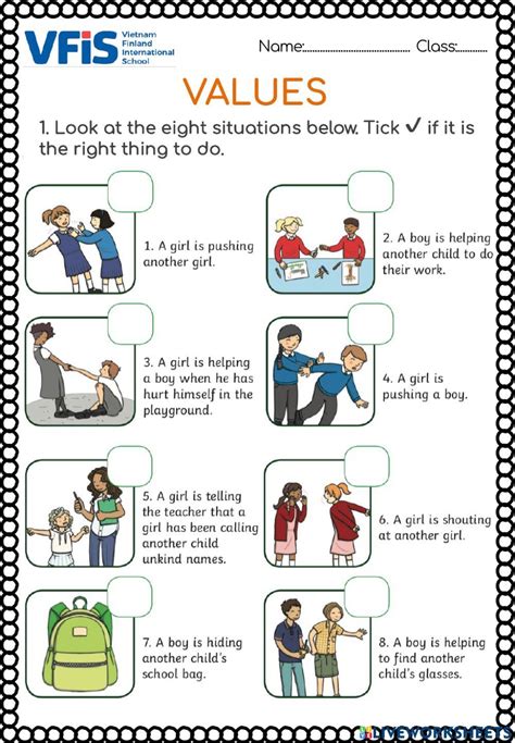 Image result for Values Activity Worksheet