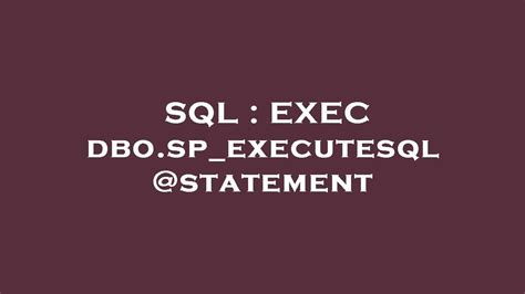 Image result for SQL> Exec Statem