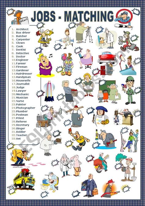 Afbeeldingsresultaten voor Jobs Matching Worksheet