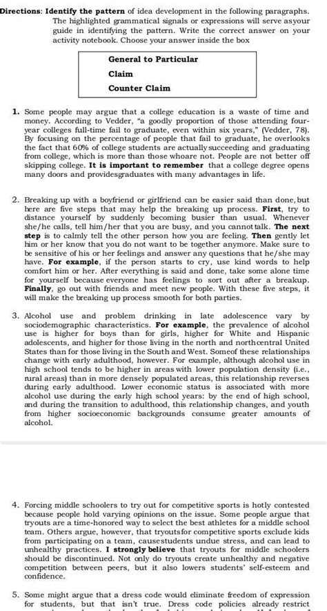 Image result for Example of Paragraph with General to Particular Pattern