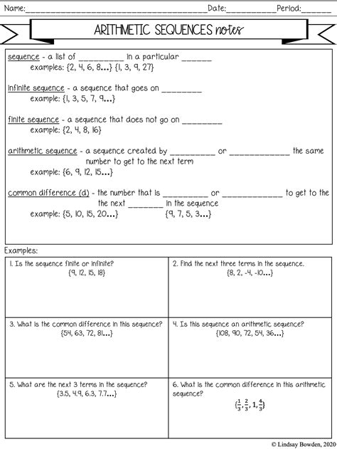 Image result for Arithmetic Sequence Worksheet