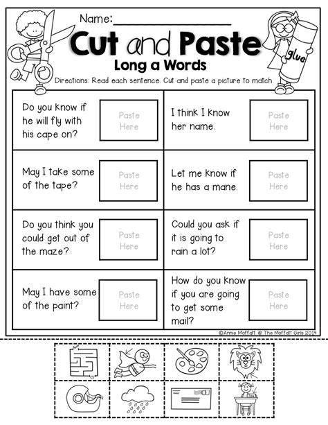 Image result for Simple Sentence Cut and Paste Worksheets