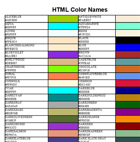 Image result for Premium Colour Names in HTML