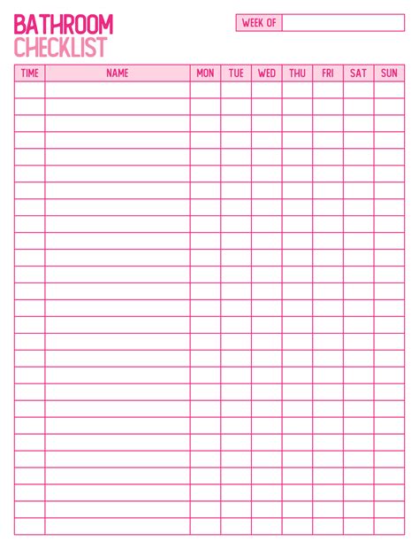 Image result for Bathroom Check Log