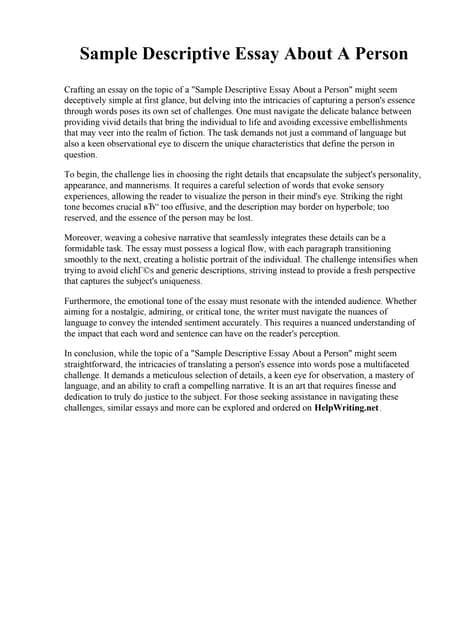 Image result for Short Descriptive Essay Sample PDF
