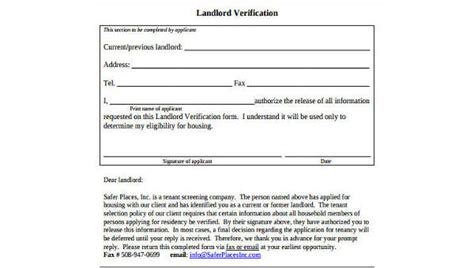 Image result for Previous Landlord Verification Form