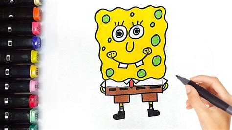 How to Draw Cute Spongebob | Drawing and Coloring for Kids and Toodler ...
