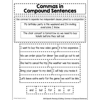 Image result for Using Commas in Compound Sentences Worksheet