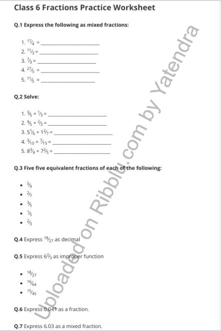 Afbeeldingsresultaten voor Maths Class 6 Fractions