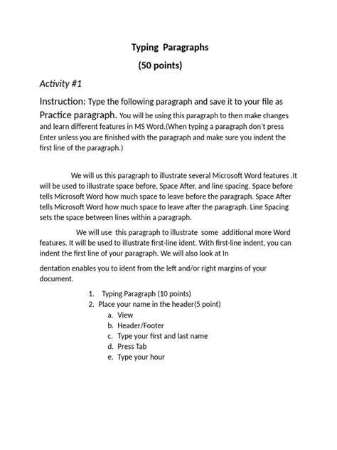 Free Printable Typing Paragraph Practice に対する画像結果