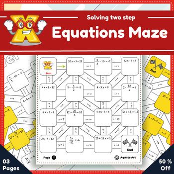 Multi-Step Equations Worksheet Maze に対する画像結果