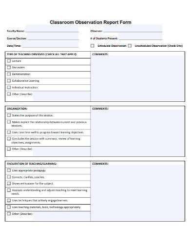 Image result for Classroom Observation Weekly Form