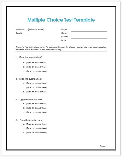 Bildergebnis für Excel Multiple Choice Test Template