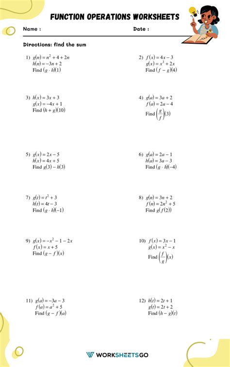 Image result for Worksheet for Functions