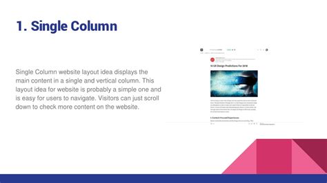 Image result for Single Colomn Layout