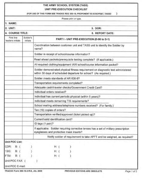 Image result for Army TASS Pre-Execution Checklist