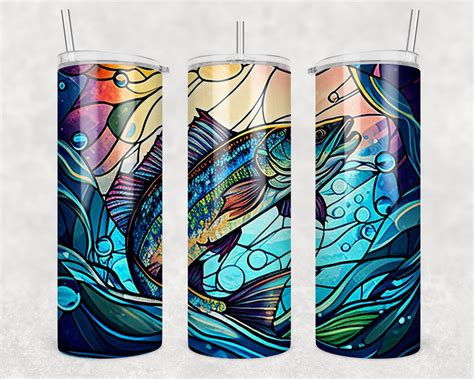 Toradh íomhá ar Stained Glass Bass Fish Pattern