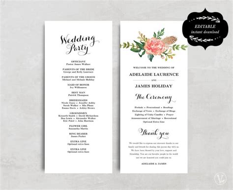 Image result for Editable Wedding Program Template