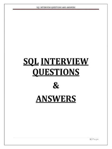 Toradh íomhá ar Printed SQL Interview Questions with Answers