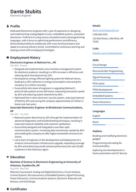 Toradh íomhá ar Electronics Engineer Resume Sample