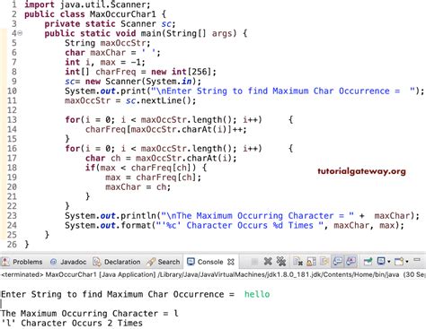 Toradh íomhá ar Java for Loop Char