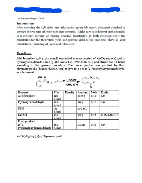 Image result for Lab Notebook Reagent Table