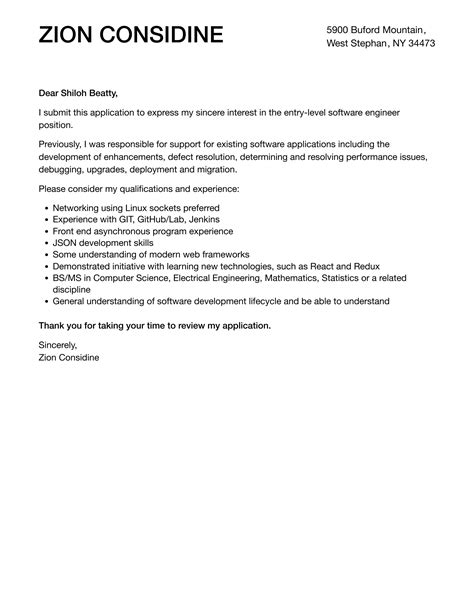 Image result for Software Developer Entry Level Cover Letter