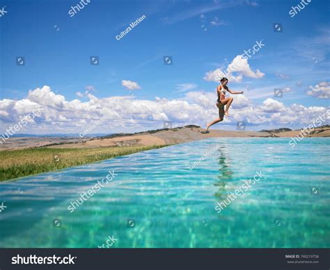 Image result for Woman Jump Pool Back