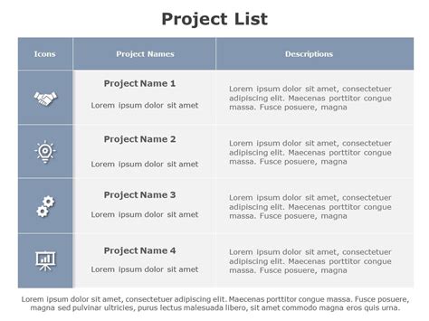 Project List Template PowerPoint に対する画像結果