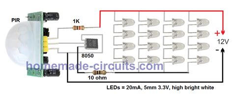 Image result for Simple LED Circuit with PIR Sensor