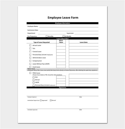 Image result for Leave Form Format