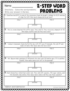 Image result for 2 Step Addition and Subtraction Word Problems