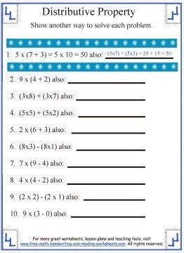 Image result for Distributive Property Worksheet 7th Grade PDF