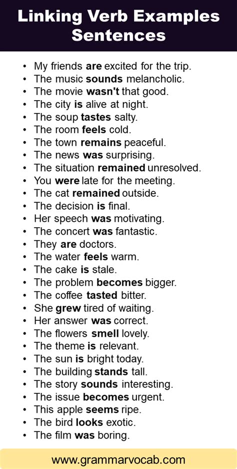 Linking Verbs Examples に対する画像結果