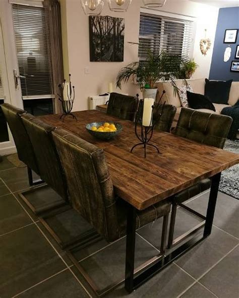 Image result for Rustic Industrial-Style Dining Table