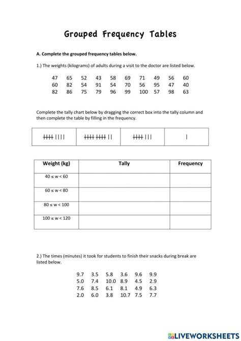 Résultat d’images pour Using Frequency Table Worksheet Grade 7 Test
