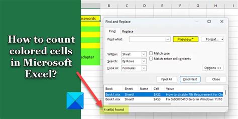 Image result for Count Excel Cell Indicate in Color