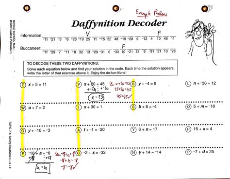 Toradh íomhá ar Daffynition Decoder Answer Key Worksheet