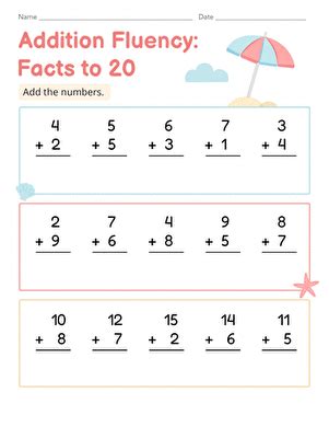 Image result for Addition Fact Fluency Worksheets