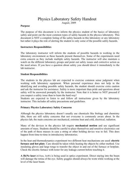 Image result for Precautions in Physics Lab