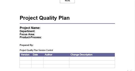 Image result for Simple Project Quality Plan Template
