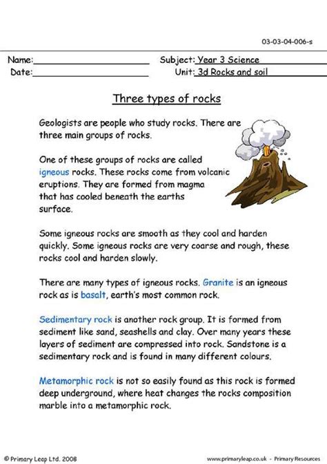 Image result for Three Types of Rocks Worksheet