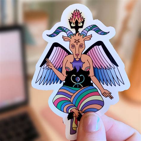 Pastel Goth Rainbow Baphomet Sticker. Colorful Punk Occult Decal ...