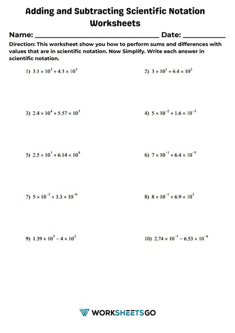 Toradh íomhá ar Scientific Notation Worksheet